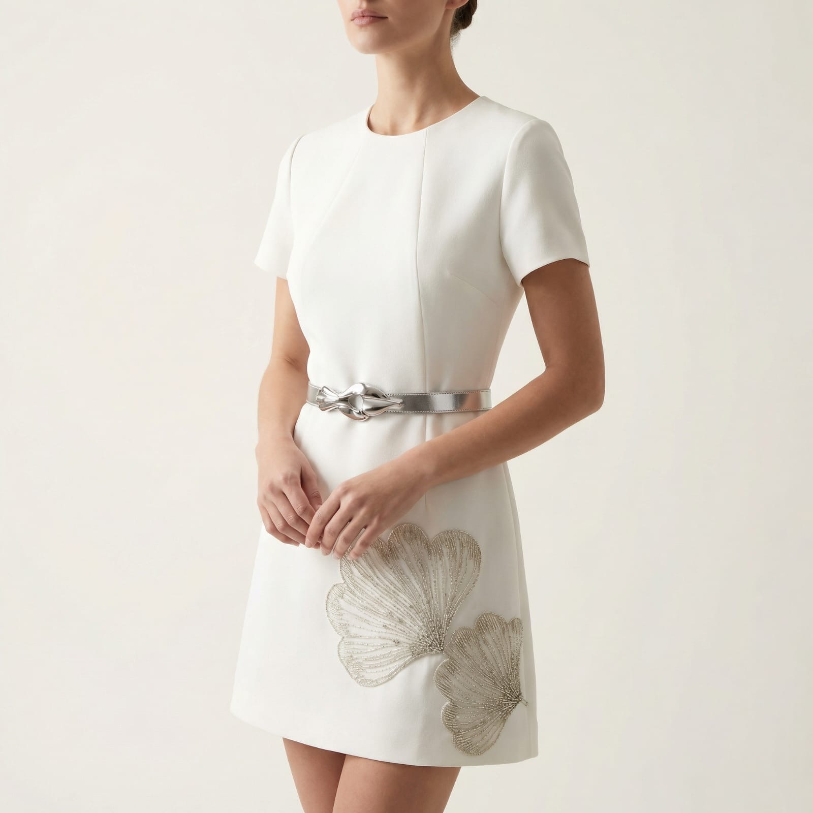 Ivory Beaded Floral Mini