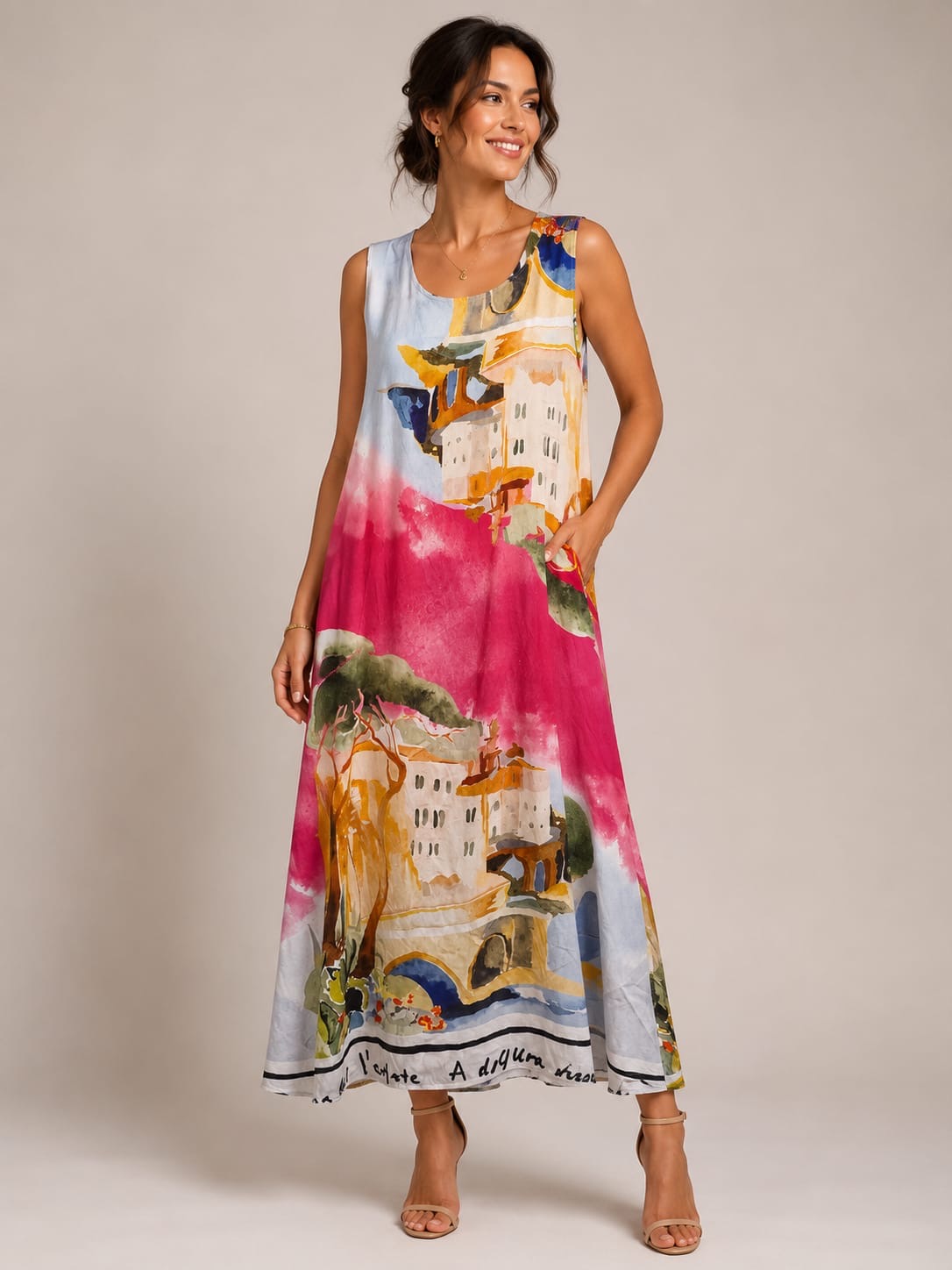 Floral Linen Shift Dress