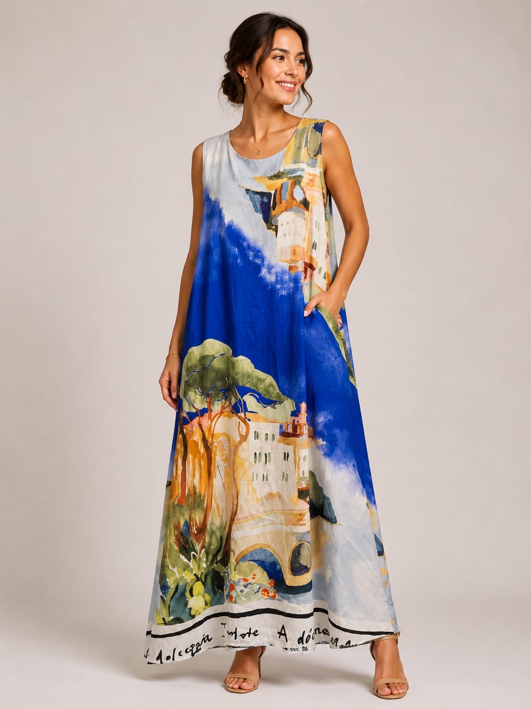 Botanical Print Midi Dress