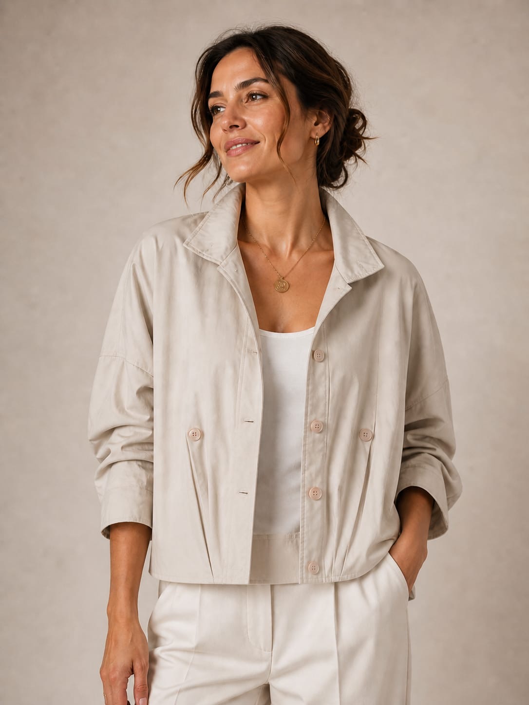 Stone Cropped Double-Breasted Jacket