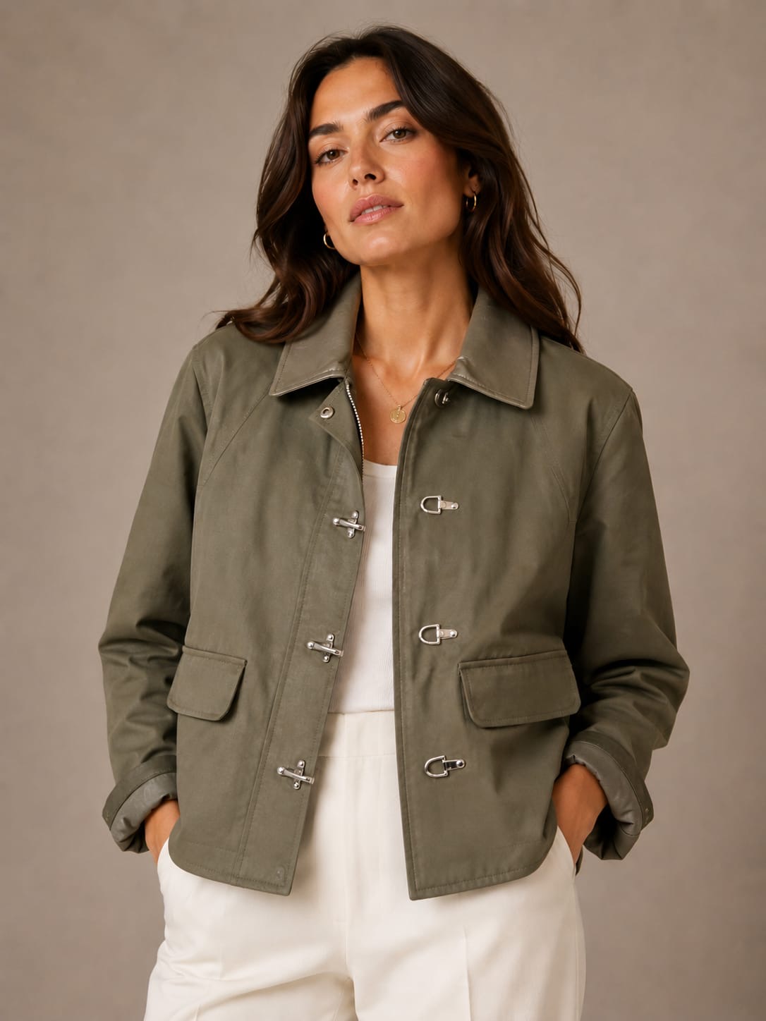 Olive Silver-Clasp Field Jacket