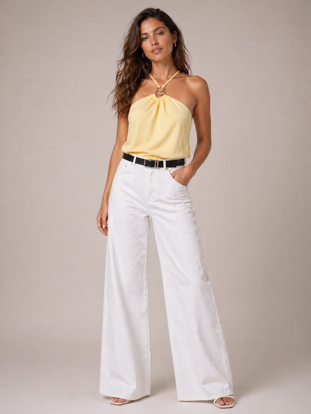 Ivory Wide-Leg Denim Jean